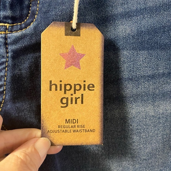 Hippie Girl Midi Jean Shorts Regular Rise Super Soft Stretch Adjustable Waist - Picture 9 of 10